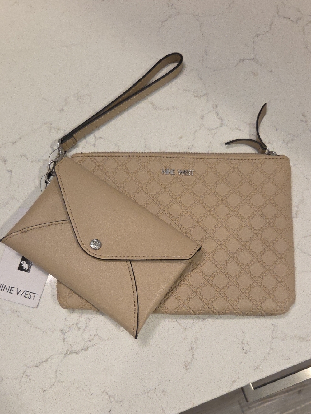 Nine West Beige Wristlet and Card Case Set
